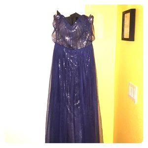 Blue and silver floor length dress